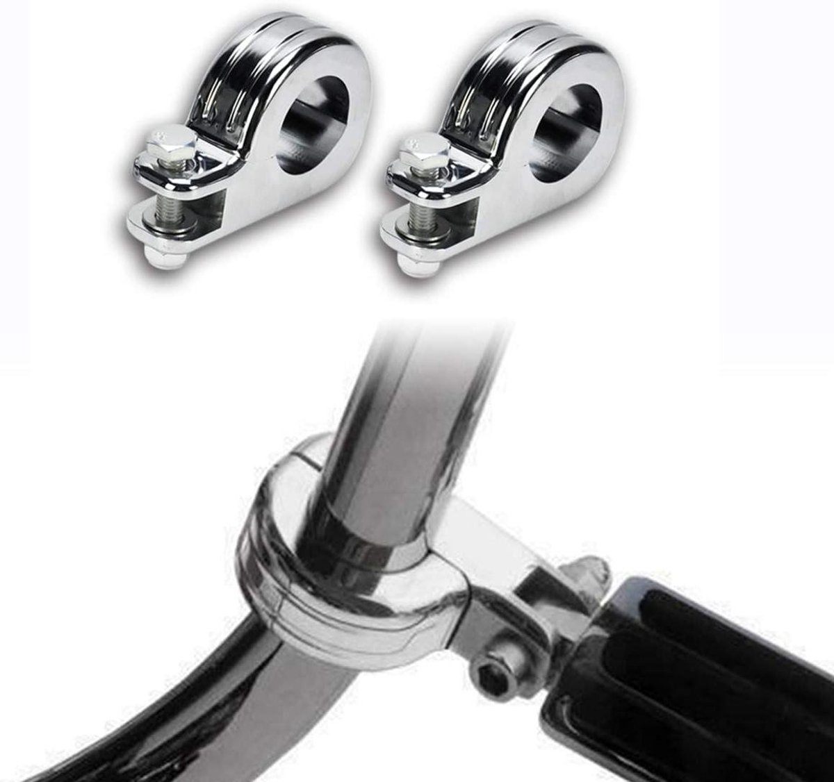 Motorfiets Voetsteunen - Montage Kit - Comfortabel Rijden - Universele Pasvorm - 1.25 Inch - Chroom