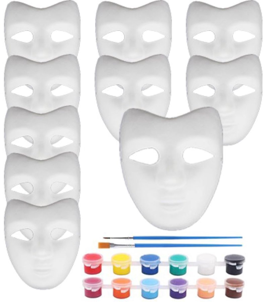 Killogood 10 dierenkostuummaskers - orkmaskers - papieren orkmaskers - doe-het-zelf handgeschilderde maskers - doe-het-zelf witte papieren maskers - geschikt voor carnaval - cosplay - Halloween - V-gezicht