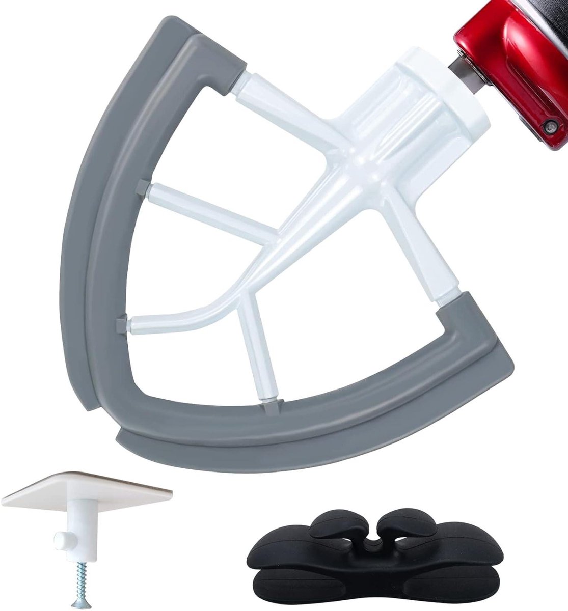 Flex Edge Mixer - Keukenmachine Accessoire - Beslag Maken - Dubbele Rand Ontwerp - 4.5-5 Liter - Grijs