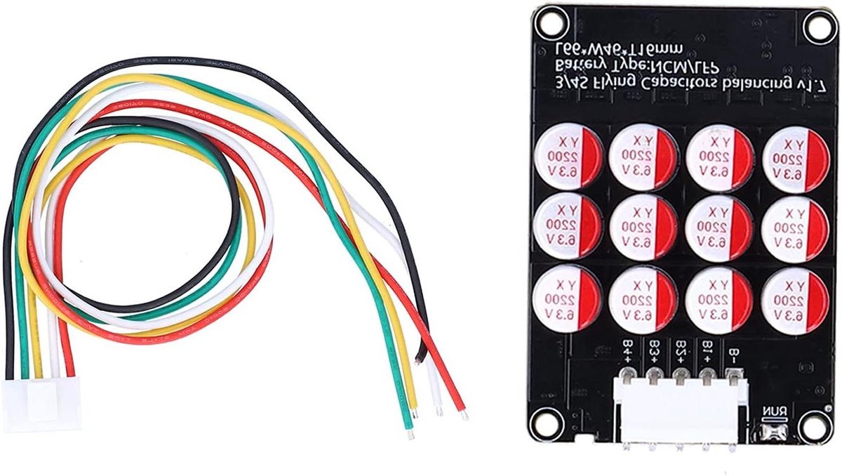 3S 4S 5S Active Equalizer, Whole Group Balancer and Lithium Active Battery Energy Transfer Equalization Capacitor with Connection Cable, Battery Active Equalizer BMS Balancer for NCM LFP LTO(4s)