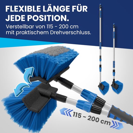 Autowasborstel Telescoop - Raamwisser Lange steel - Voertuigen en ramen reinigen - Ingebouwde waterleiding - Tot 3 meter — afbeelding 4