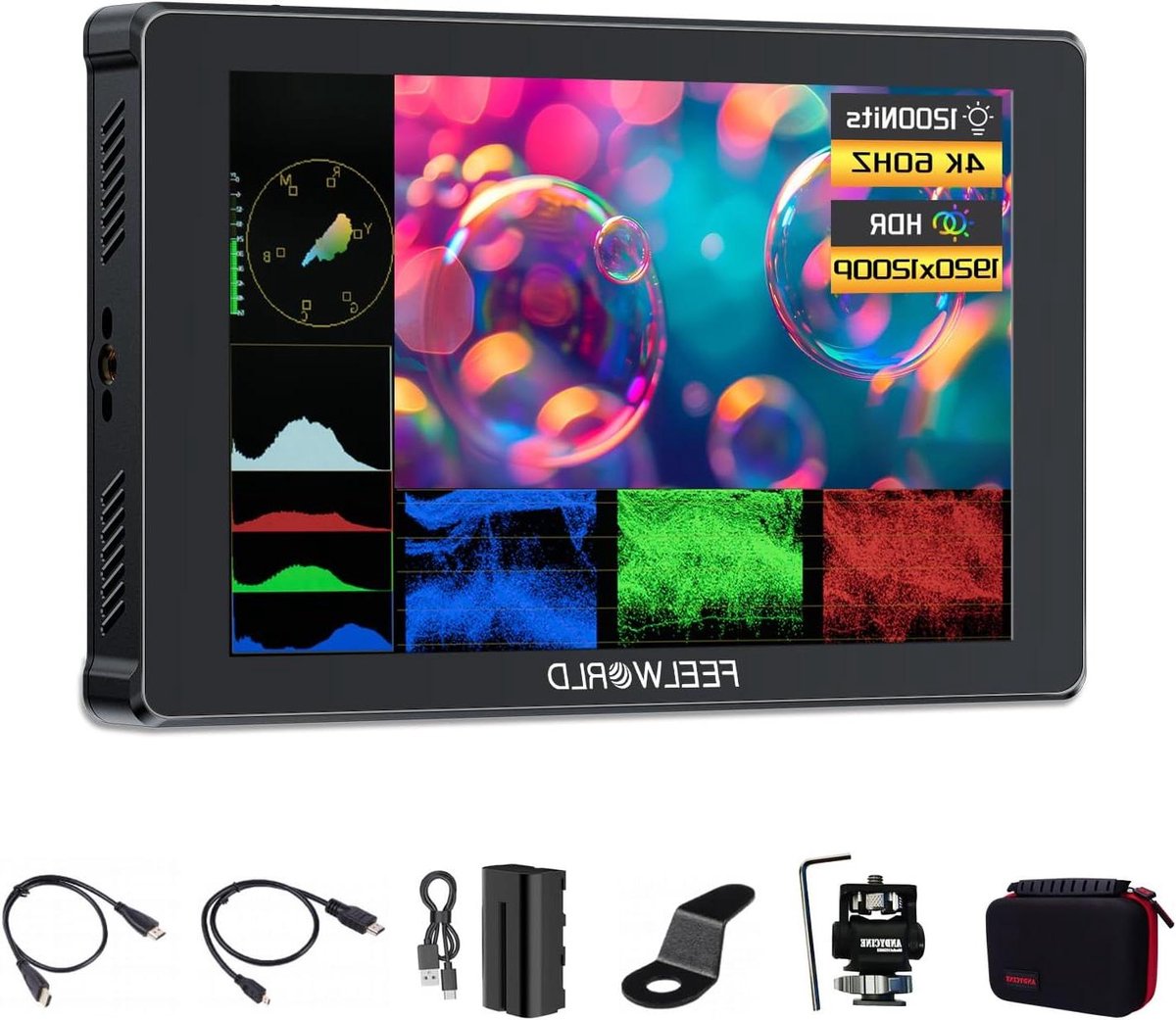 Camera Field Monitor - Video Monitor - Professionele Opnames - 1200 Nits Touchscreen - 7 Inch - Zwart