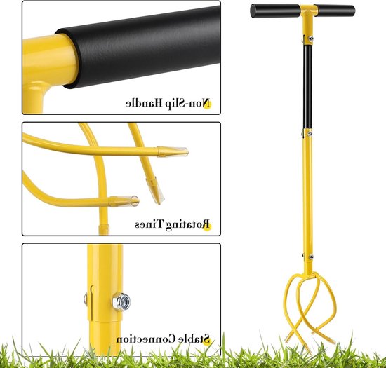 Tuinklauw twist met steel - verticuteermachine en onkruidverwijderaar - in hoogte verstelbaar - afneembare tuinklauw - grond losmaken - tuingereedschap van Kinzo Garden — afbeelding 4