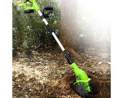 MekUk Electric Tiller Cultivator Cordless Garden Cutter, 20V 250RPM Battery Garden Tiller, 97-127 cm Adjustable Handle for Digging, Weed Removal