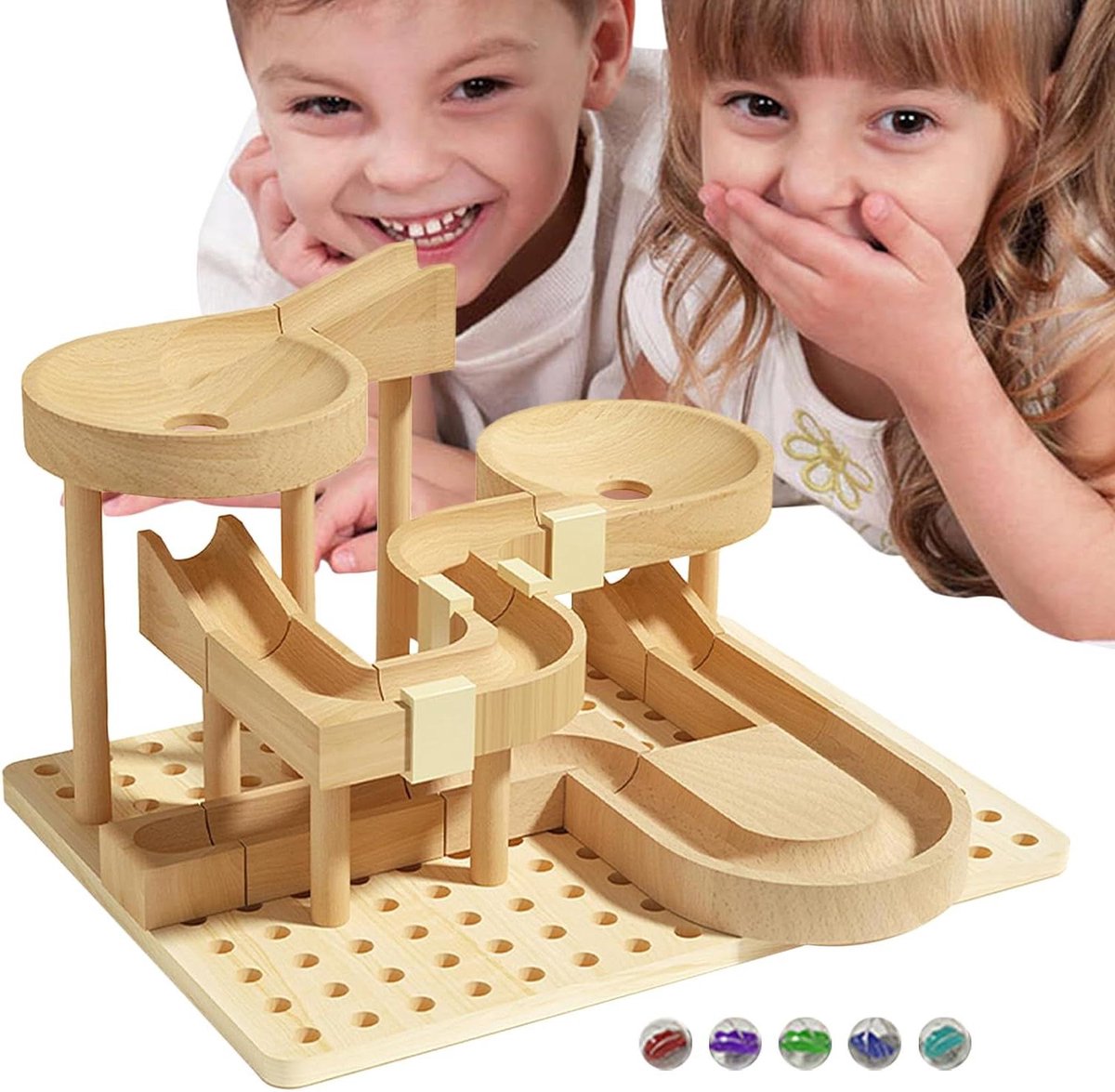 Knikkerbaan 3D-puzzel - Speelgoedbouwstenen Educatief - Creatief Spel Ontwikkelen - Natuurlijk Hout - 255 x 172 cm - Niet gespecificeerd