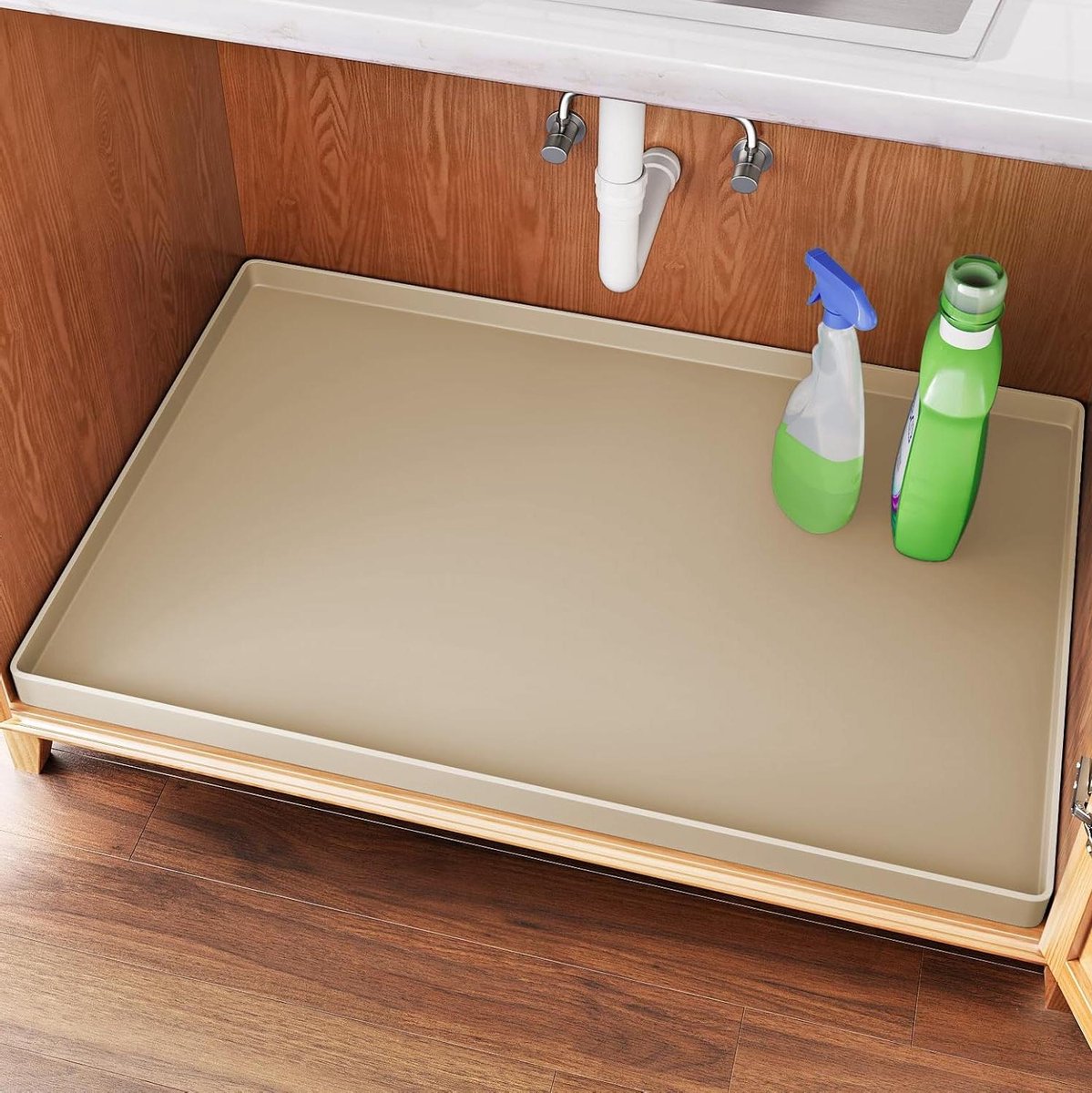 Onderbouw Mat - Keukenbeschermer - Kasten Beschermen - Waterdicht Ontwerp - 86 x 56 cm - Khaki