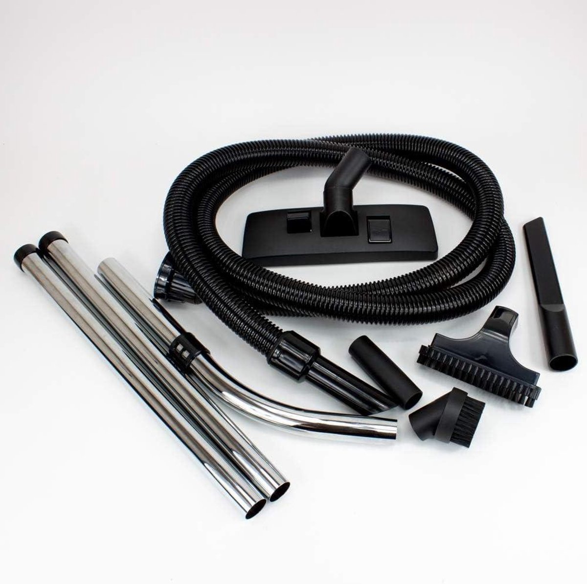 Stofzuiger Accessoires Set - Slang en Borstels - Schoonmaken Huis - Universele 32mm Koppeling - 25 Meter - Chroom
