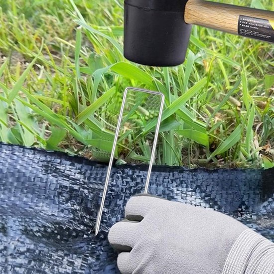 Onkruid Membraan Pinnen - Tuin Stakes Kunstgras - Gazon Verankeren - Gegalvaniseerd Staal - 20 stuks - Zilver — afbeelding 2