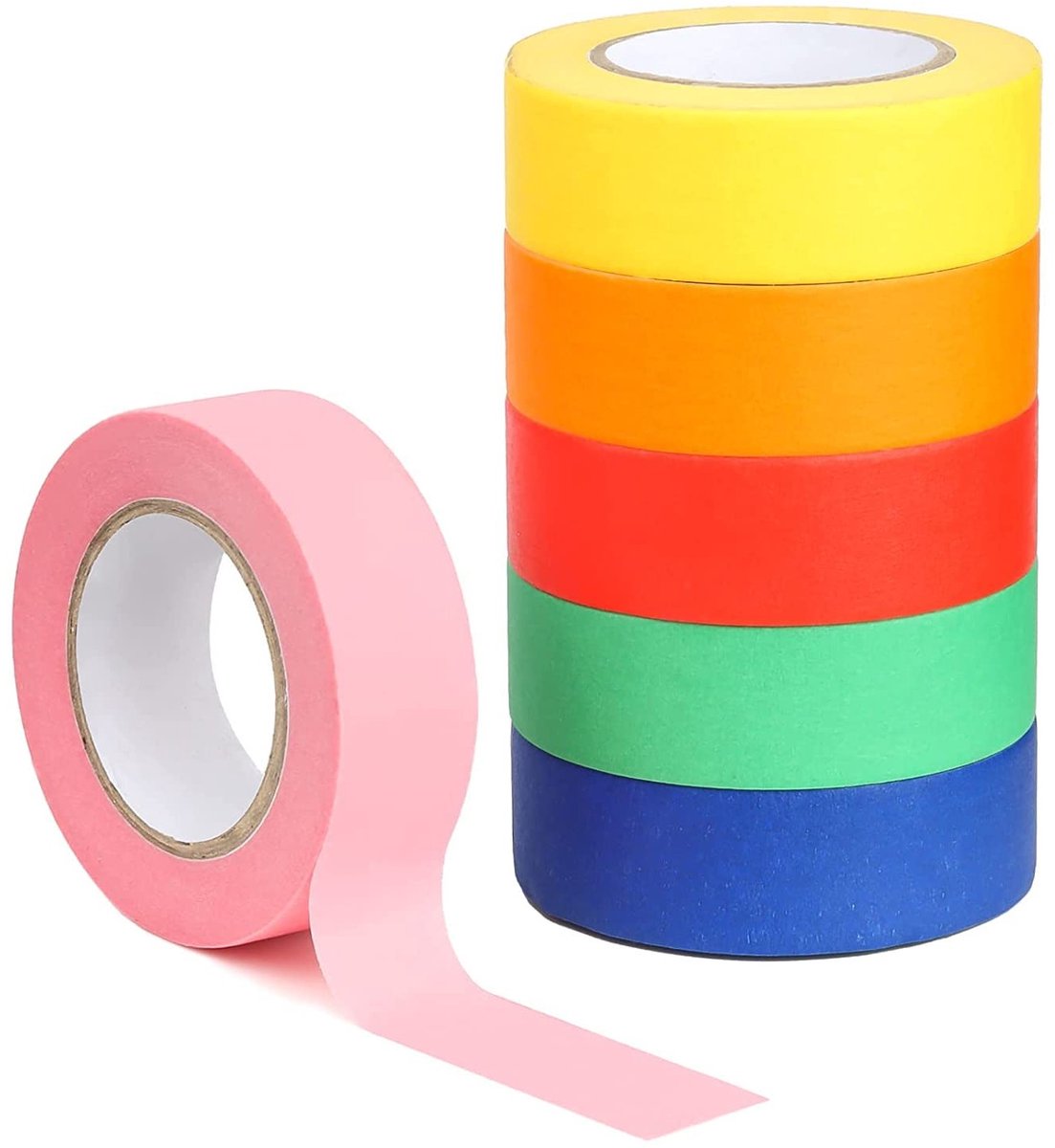 SnelShoppen - 6 Rollen Washi Tape 20MM x 15M Kleurige Masking Tape voor Creatieve Klussen, Kinderen, Leraren, Dokters, Laboratoria, Labelen, Schildere