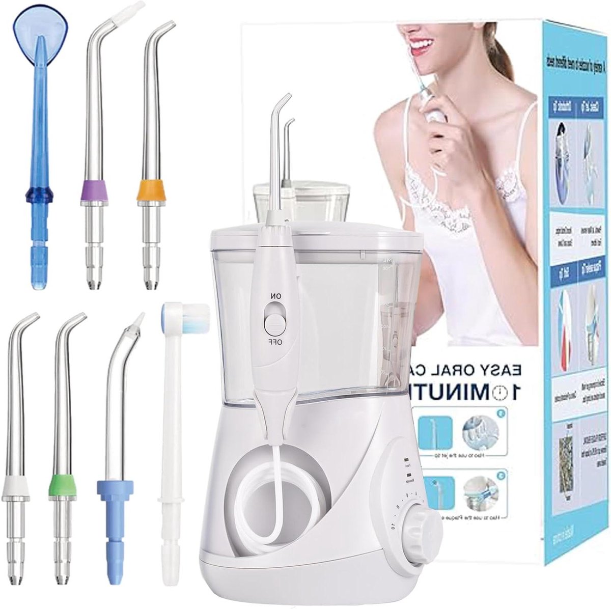 Water Flosser - Monddouche - Tanden Reinigen - 10 Drukstanden - 700ml Tank - Wit
