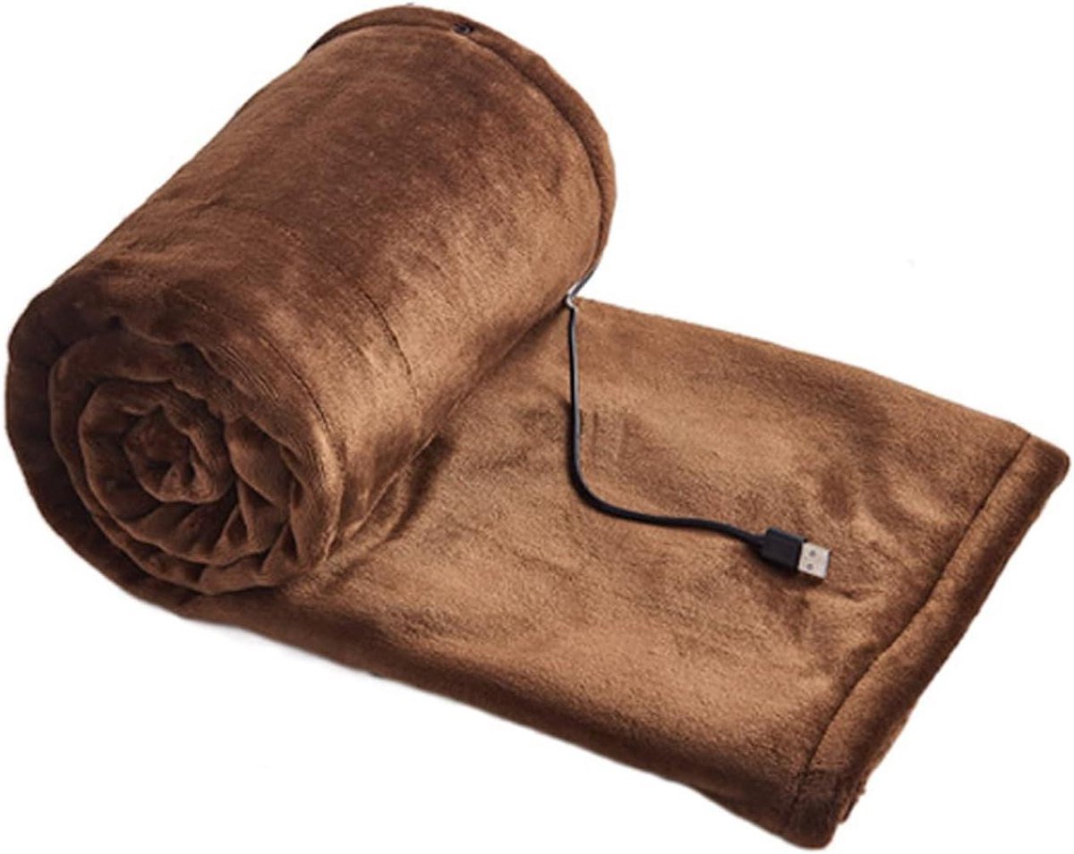 Verwarmde Deken - Elektrische Sjaal - Warm Blijven - 3 Warmte Niveaus - 140x80 cm - Bruin