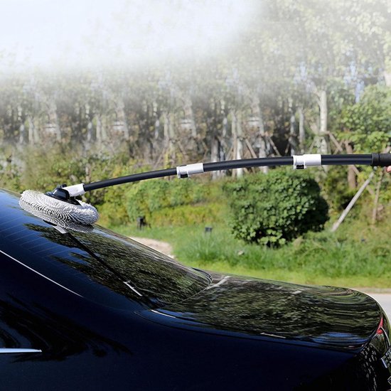 Autowasborstel Telescopisch - Wasborstel Auto Caravan - Auto Reinigen - 15 Graden Gebogen Steel - Tot 112 cm - Wit — afbeelding 2