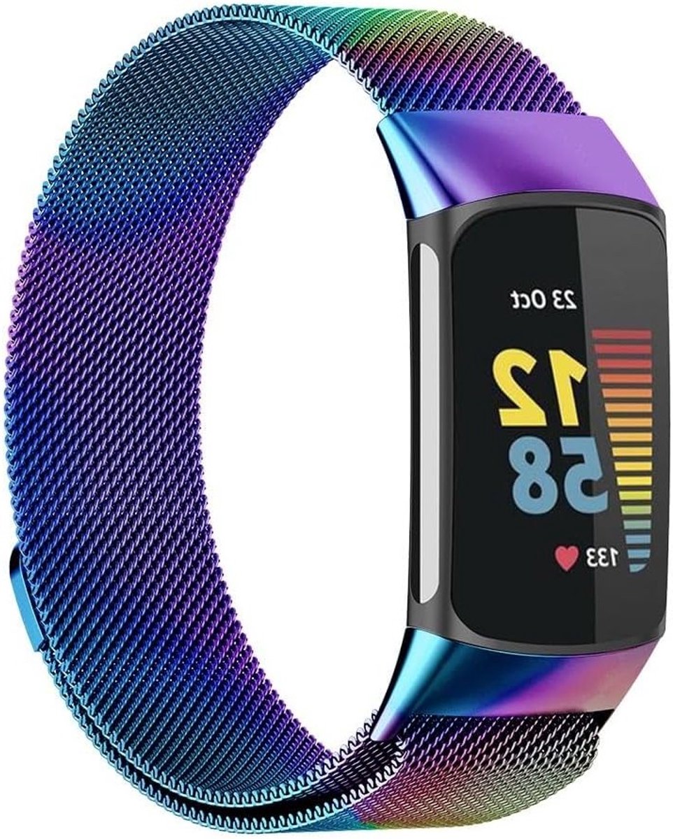 Verstelbare RVS Vervangbanden voor Fitbit Charge 6/Charge 5, Magnetische en Kleurrijke Armbanden voor Dames en Heren, Comfortabel en Duurzaam