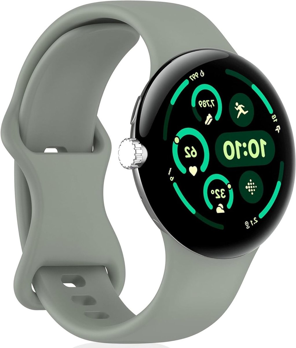 Siliconen Sportarmband voor Pixel Watch 4/3/2/1 - Comfortabele en Duurzame Horlogeband in Grijs Groen