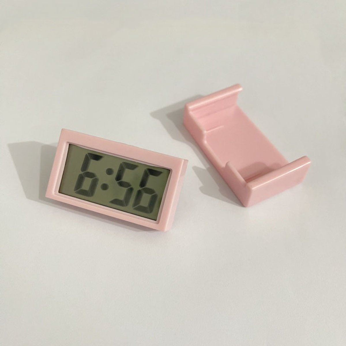 Mini Car Clock - Kleine Digitale Klok - Mini Klok voor Auto - Dashboard - Bureau - Tafel - Badkamer -roze