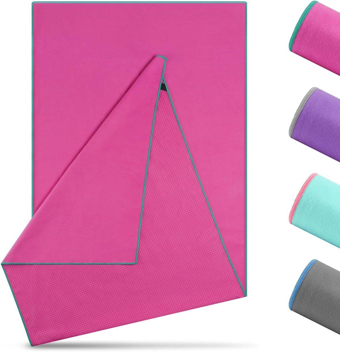 Antislip Yoga Handdoek voor Comfortabele Oefeningen - Rozerood-Donkergroen, 185 x 65 cm, Ideaal voor Sport en Fitness