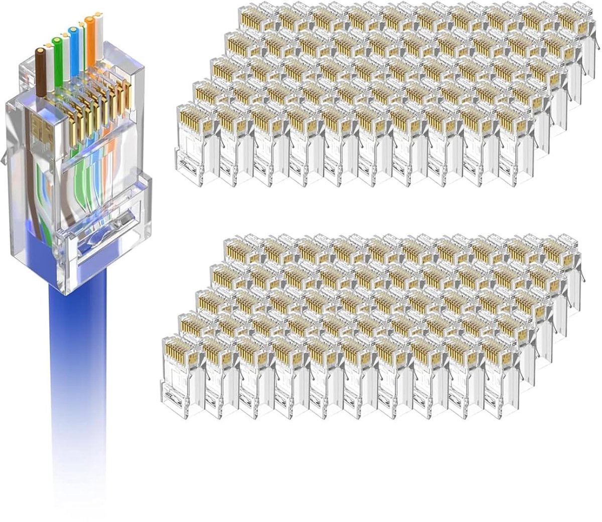 Ethernet Connectoren - Netwerk Stekkers - Netwerk Installatie - Hoge Snelheid Data - 100 Stuks - Transparant