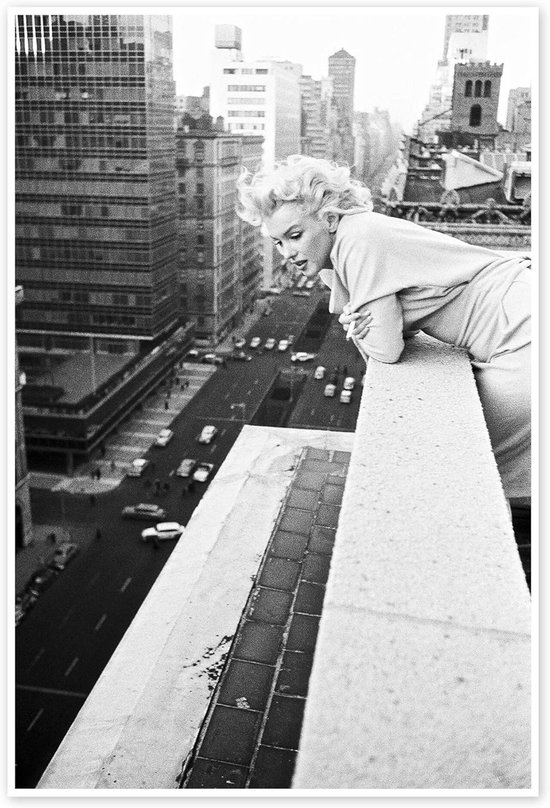 Marilyn Monroe Poster - Wanddecoratie Foto - Woonkamer Decoratie - Premium Posterpapier - 20 x 30 cm - Zwart-wit