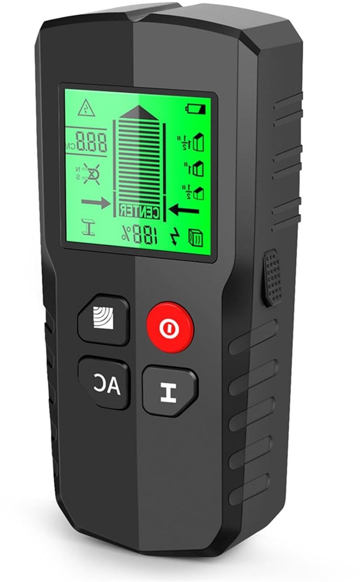 Leidingdetector Muurscanner - Metaaldetector Leidingzoeker - Wandinspectie Klussen - 5-in-1 Functie - Tot 80mm Diep - Zwart
