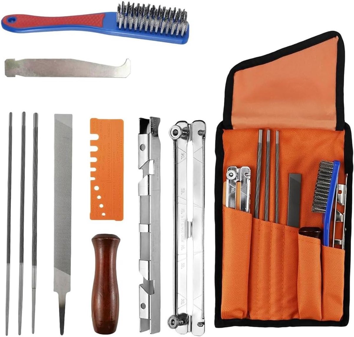 11-Piece Universal Chainsaw Sharpening Set – 5/32" (4mm) / 3/16" (4.8mm) / 7/32" (5.5mm) Round Files