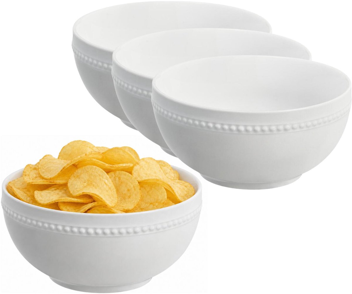 Vessia Snackschaaltjes - wit - 4x stuks - D15 cm - keramiek - chips / nootjes - 500 ml