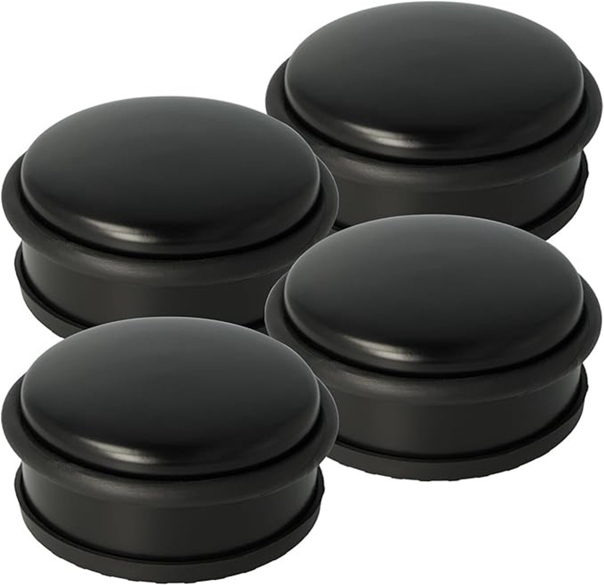 Ronde deurstoppers set van 4, roestvrij staal, deurvriendelijk en antislip, 10x4 cm, 1400g, zwart E-19005 00.