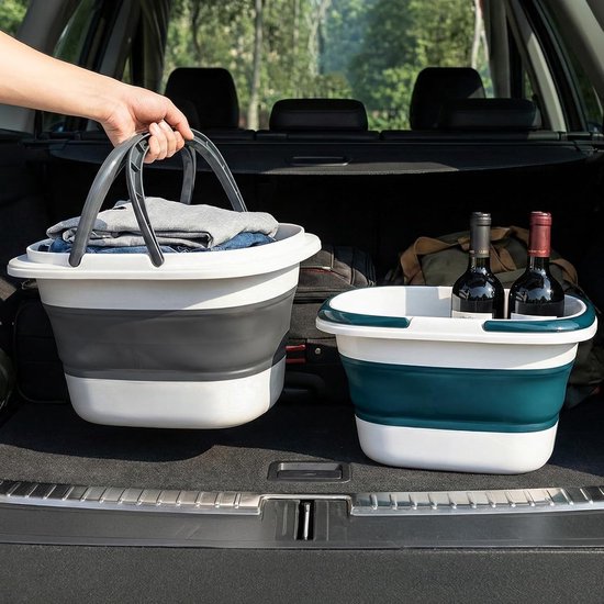 Opvouwbare Emmer - Was Mand - Huis Schoonmaken - Ruimtebesparend Ontwerp - 16 Liter - Grijs — afbeelding 2