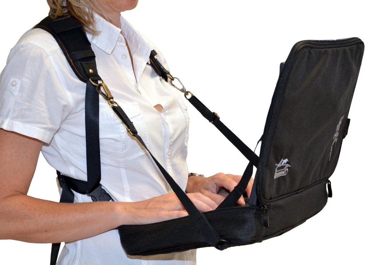 Werkstation Laptop - Mobiele Werkplek - Buiten Werken - Inclusief Servies - 35.5 x 26.5 cm - Zwart