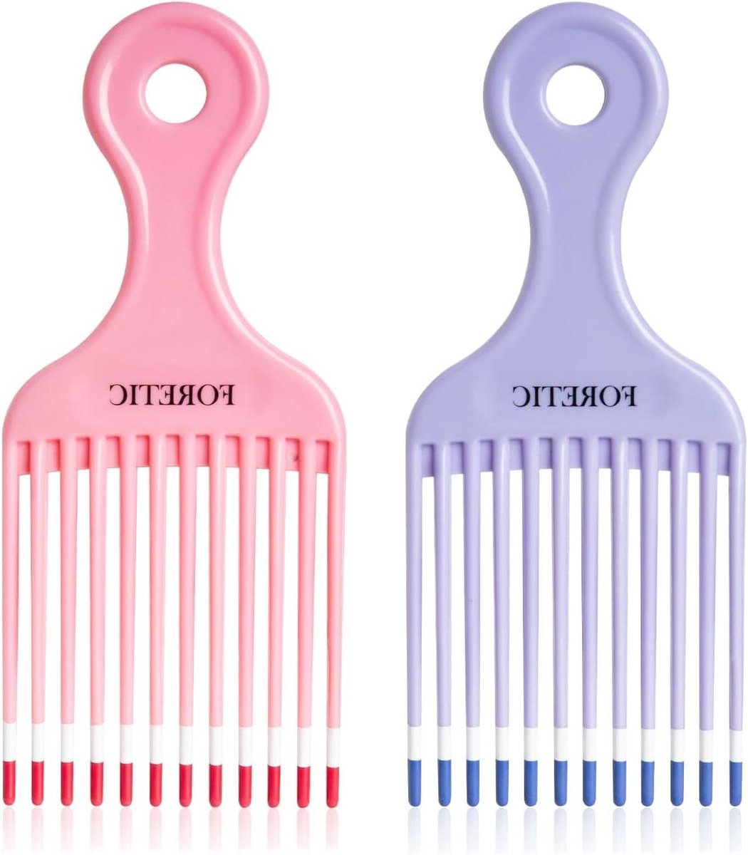 Haarplukkam - Kam - Krullend Haar Stylen - Gladde Tanden - 1791 x 81 cm - Roze Paars
