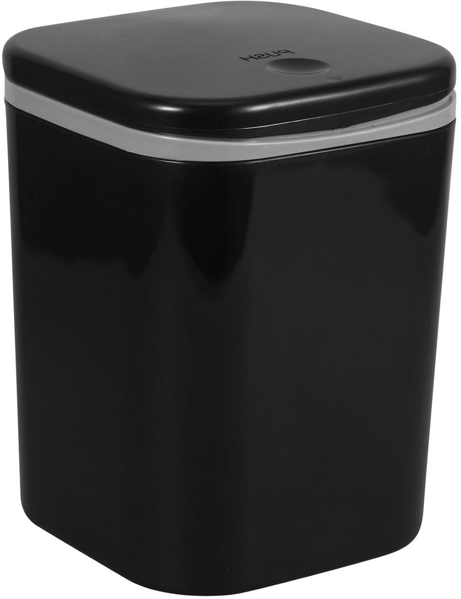 Mini prullenbak - Bureau bakje - Netjes werken - Met deksel - 05 gallon - Zwart