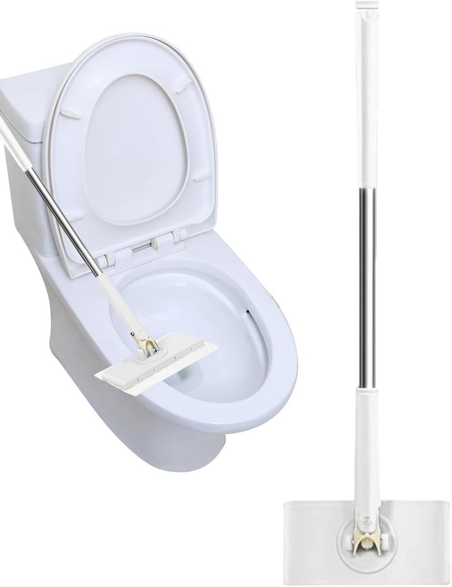 Compacte Dweil - Vloerreiniger Set - Efficiënt Vloeren - Automatische Doekwissel - 70 cm - Wit