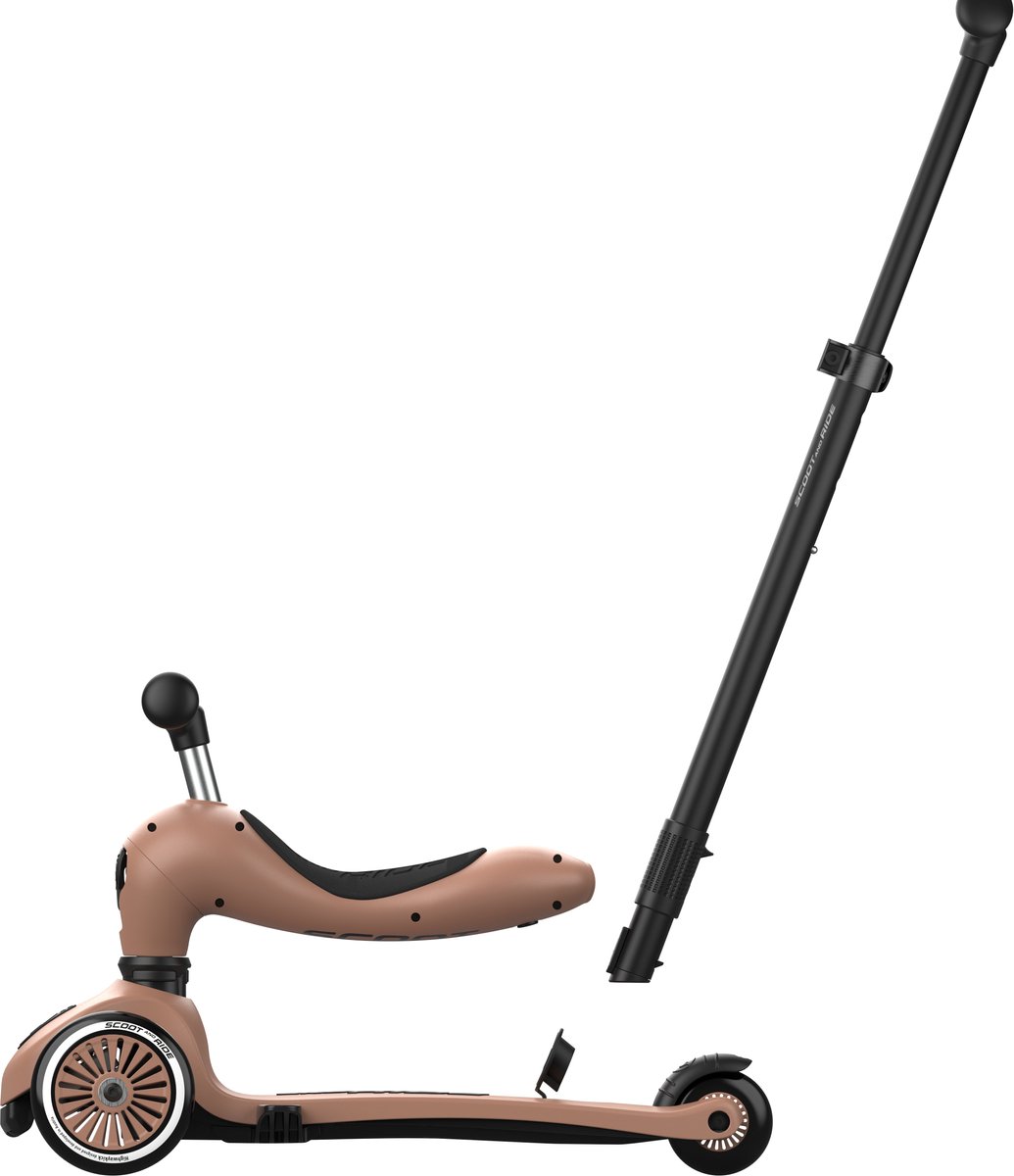 Scoot & Ride Highwaykick 1 Push & Go - 2-in-1 Kinderstep met duwstang - Step & Loopfiets 2-in-1, 3 wielen - Duwstang 3 hoogtes, afneembare voetsteunen - 1-5 jaar, max 20/50 kg - Mocha — afbeelding 6