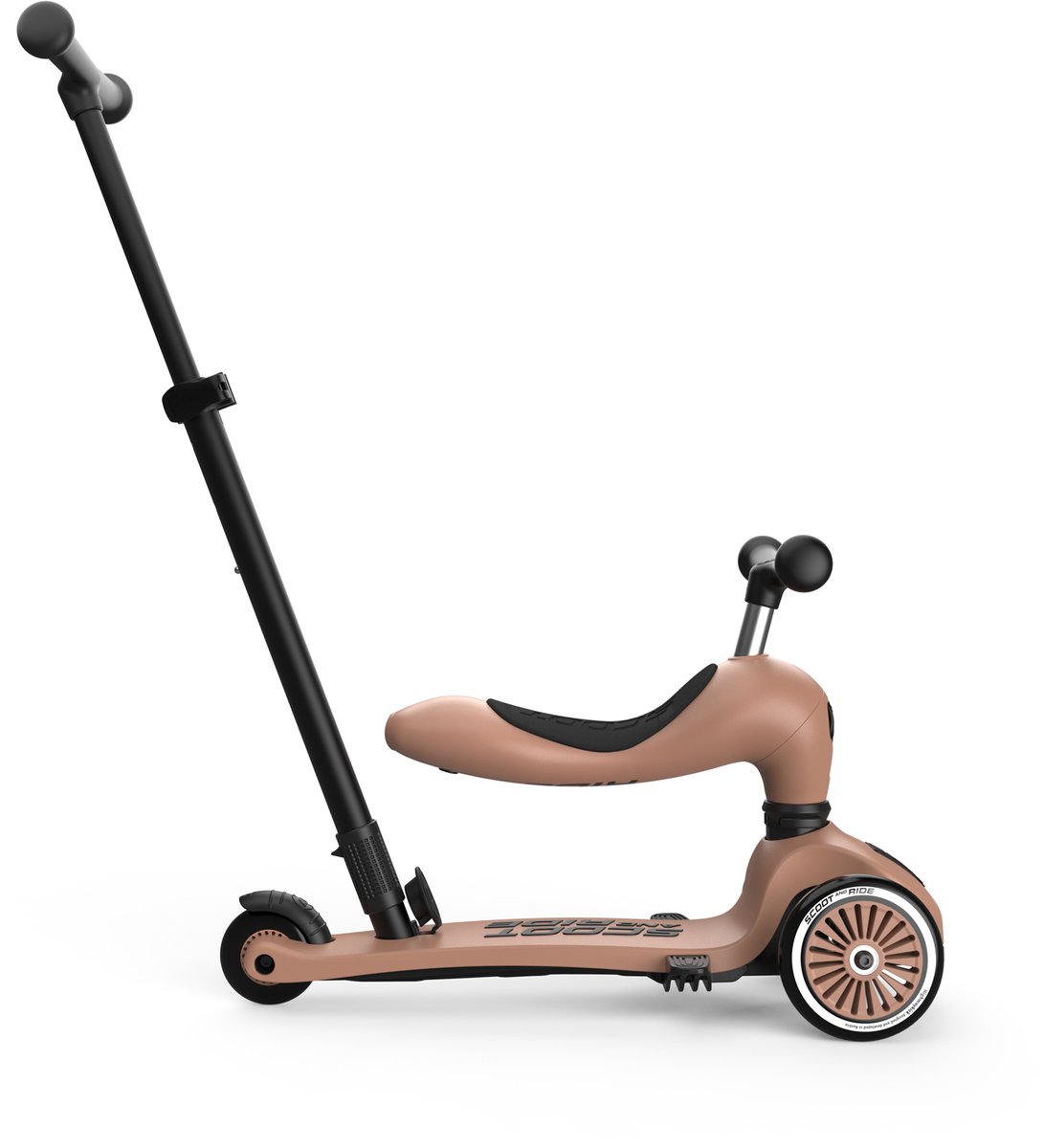 Scoot & Ride Highwaykick 1 Push & Go - 2-in-1 Kinderstep met duwstang - Step & Loopfiets 2-in-1, 3 wielen - Duwstang 3 hoogtes, afneembare voetsteunen - 1-5 jaar, max 20/50 kg - Mocha — afbeelding 14
