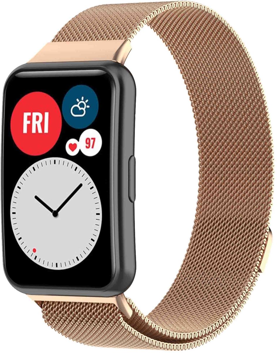 Milanees magnetisch bandje - Geschikt voor Huawei Watch Fit - Rosé Goud