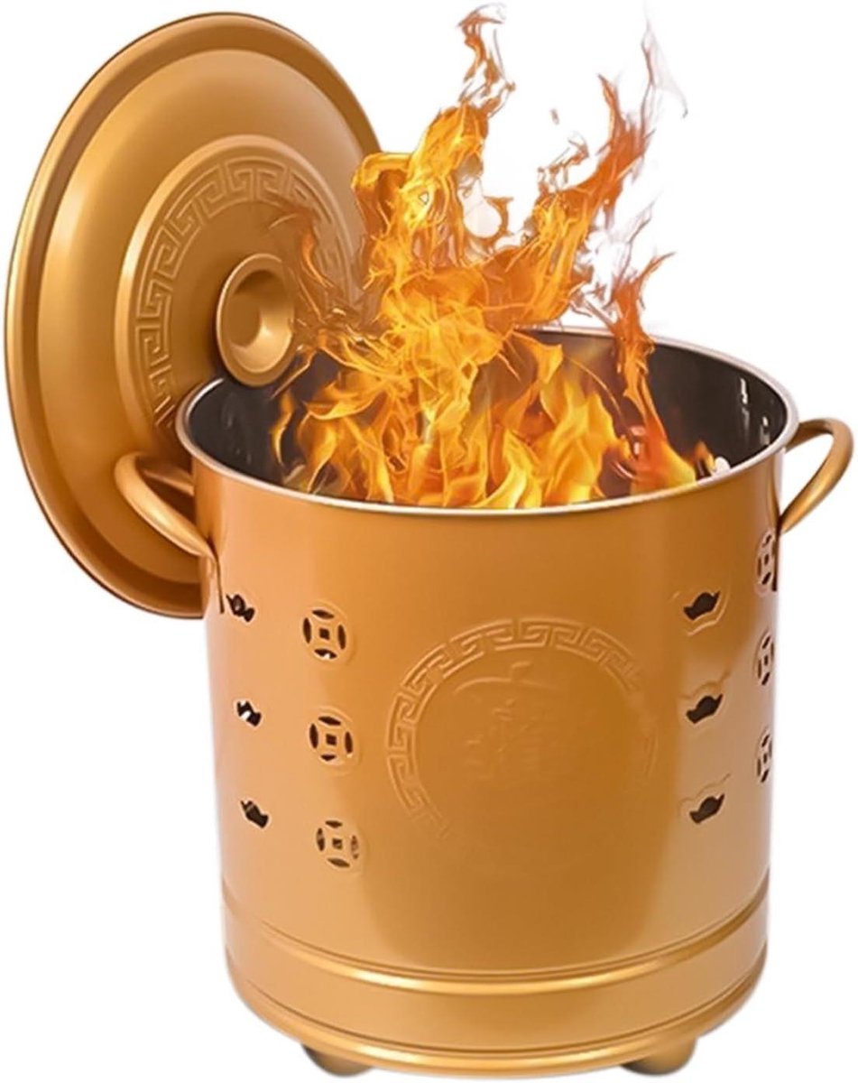Papierbrander - Vuurkorf Afval - Tuinafval Beheer - Efficiënte Asverwijdering - 32 x 27 x 32 cm - Goud