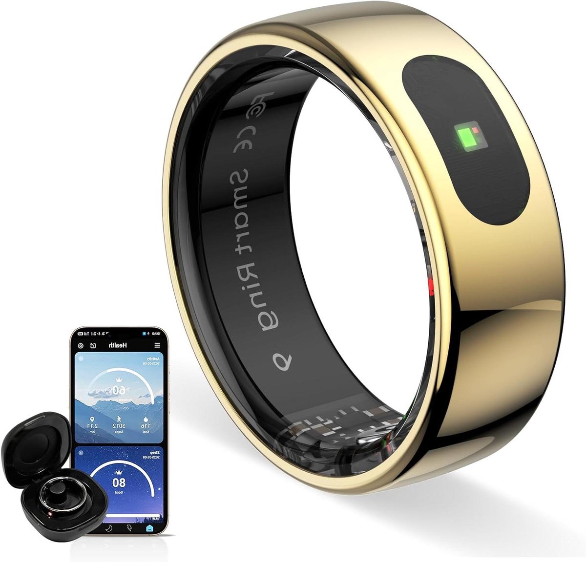 Slimme ring - Fitness tracker - Sport en activiteiten - Aanraakbediening muziek - 5 ATM waterdicht - Goud