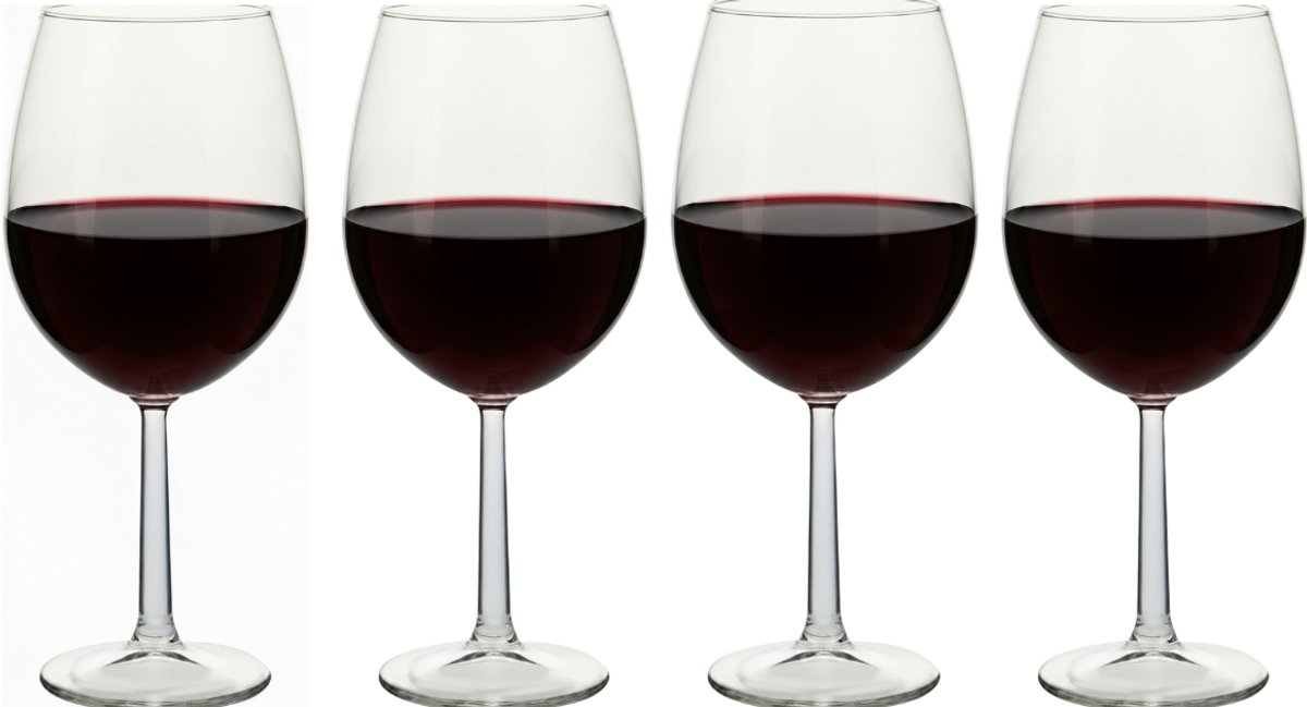 Cookinglife Rode Wijnglazen Set Milena 4 Stuks - Rode Wijnglazen Set - Red Wine Glass - Wijnglazen voor Diner - Wijnglazen voor Borrel - Wijnglazen Cadeau - Glas Transparant - Vaatwasserbestendig - 580 ml, Set Van 4
