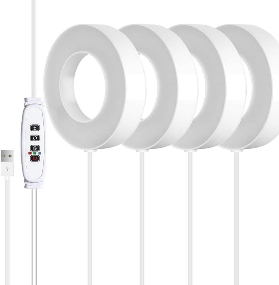 LED Kweeklamp Set - Plantenlamp Rood Blauw - Planten Binnen Kweken - Automatische Timer Functie - 4 Stuks - Wit