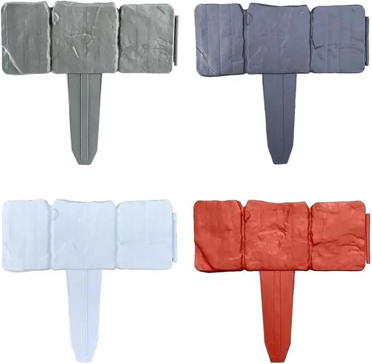 10 stuks in elkaar grijpende tuinhek, realistische steenlook, plantensteunpalen en decoratieve gazonranden, doe-het-zelf buitenlandschap, tuindecoratieset