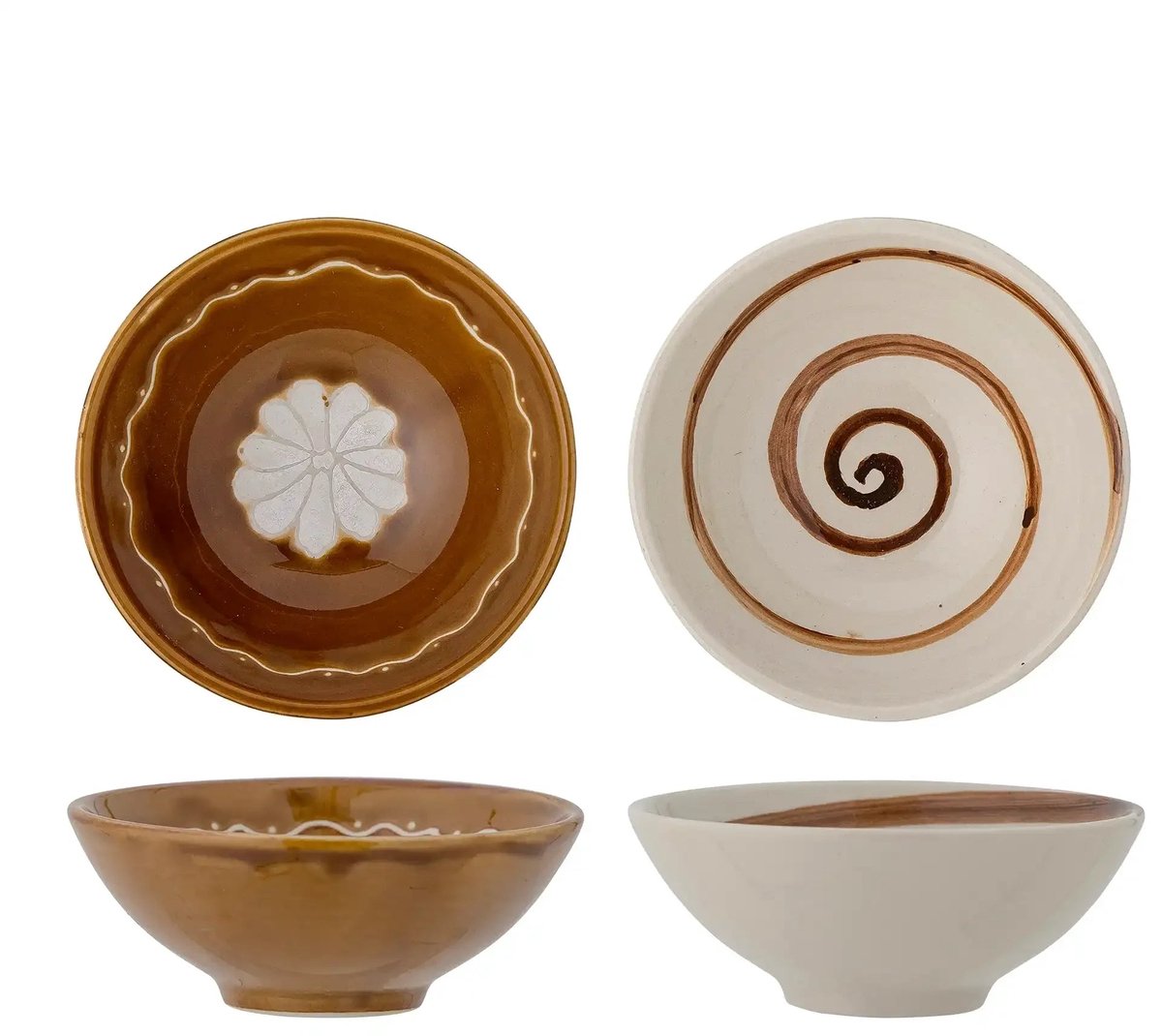 Bloomingville – Schaal aardewerk bruin Heikki - set van 2 – 12 x 4,5 x 12 cm