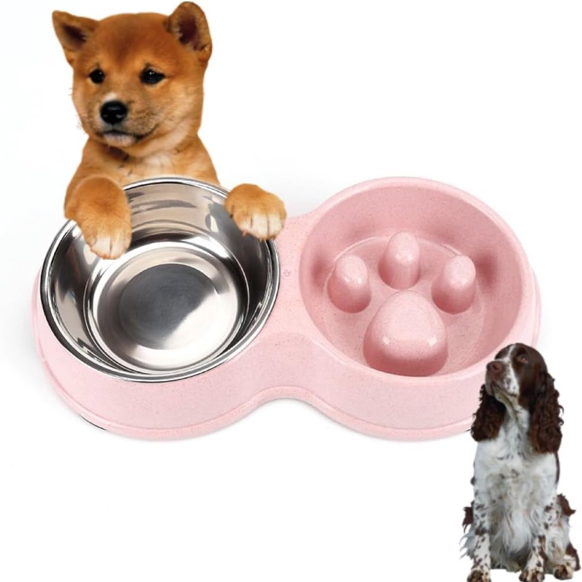 Dubbele hondenbak voor voedsel en water - Roestvrijstalen, antislip, niet-morsen voerbak voor kleine honden en katten - Perfect voor huisdieren
