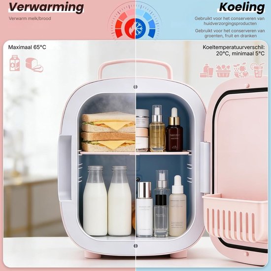 Skincare Koelkast - Mini Koelkast Slaapkamer - Cosmetische Koelkast - 6L Koelkast - LED Spiegel Koelkast - Draagbaar - Koelen En Verwarmen - AC/DC - Huidverzorging Koelkast - Beauty Koelkast — afbeelding 4