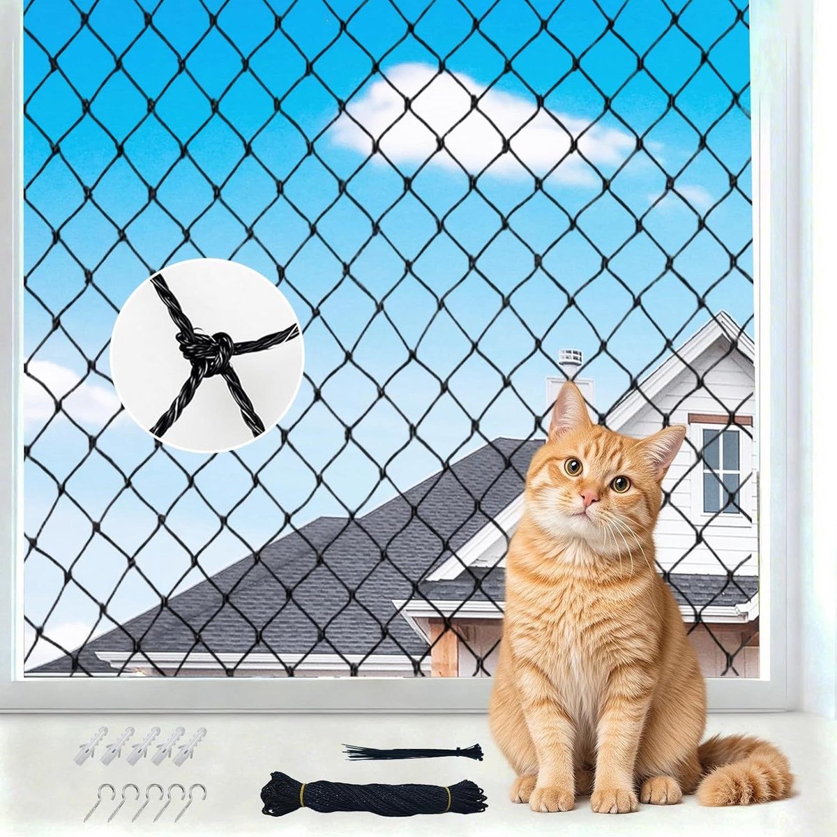 Kattennet Balkon - Balkonbeveiliging Kat - Veilig Buiten - Draad Versterkt - 2x3m - Transparant