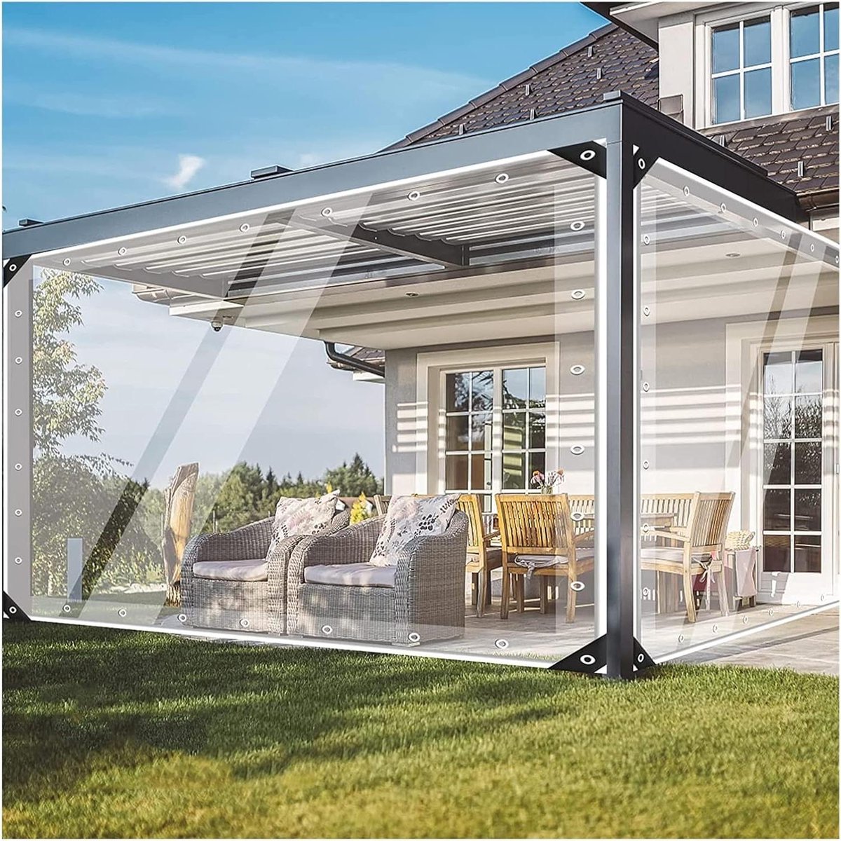 Transparante PVC Tent - Zijwand Gordijn - Buitenruimte Beschermen - Duurzaam Weerbestendig - 0.5 mm dik - Transparant