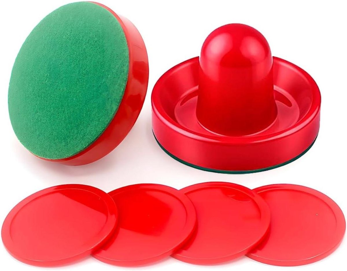 Airhockeyset - Pucks en pushers - Spelplezier verbeteren - Duurzaam ABS materiaal - Meerdere maten - Rood