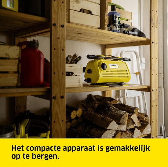 Hogedrukreiniger - Reinigingsmachine - Terrassen Schoonmaken - Horizontaal Compact Design - 110 Bar - Geel — afbeelding 2