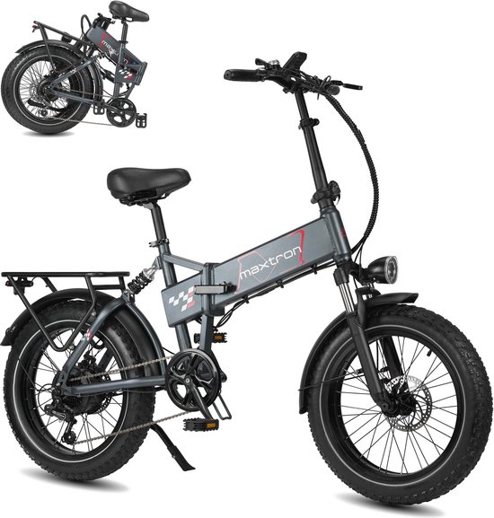 vankel Polaris Elektrische Fatbike 20″ Opvouwbaar 250W 624Wh 45 km Shimano 7 versnellingen Vering Schijfremmen Grijs