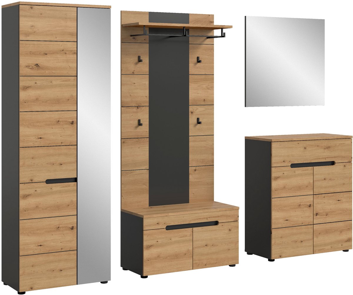 Kledingkastcombinatie Canu Xonox - Artisan Finish - 255x190x37 Cm - Eik