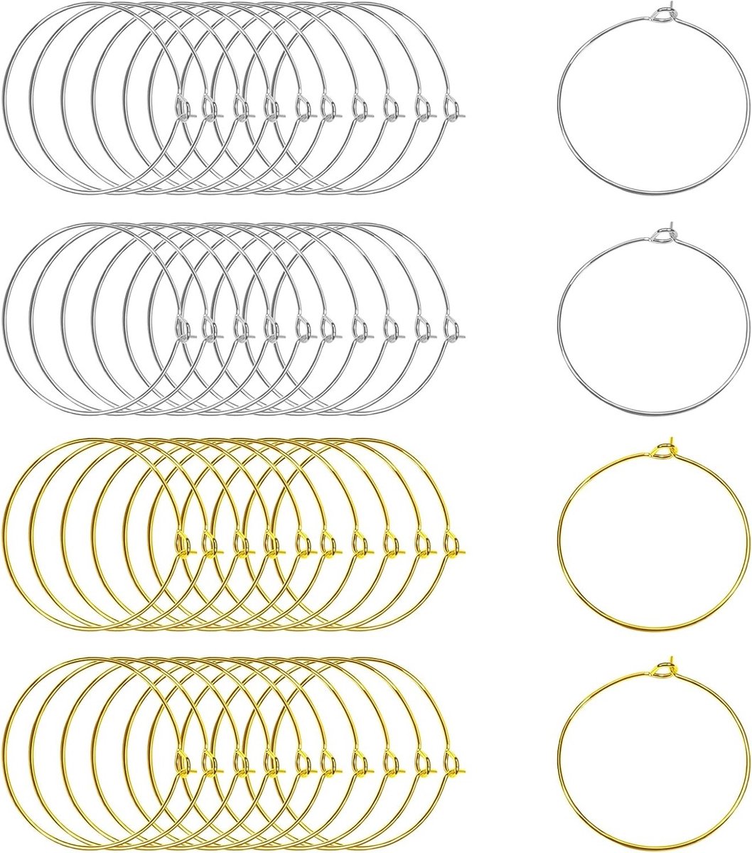 Metalen Oorbellen en Ringen als Wijn Glasmarkers voor Feestdecoratie en Sieraden - 25mm
