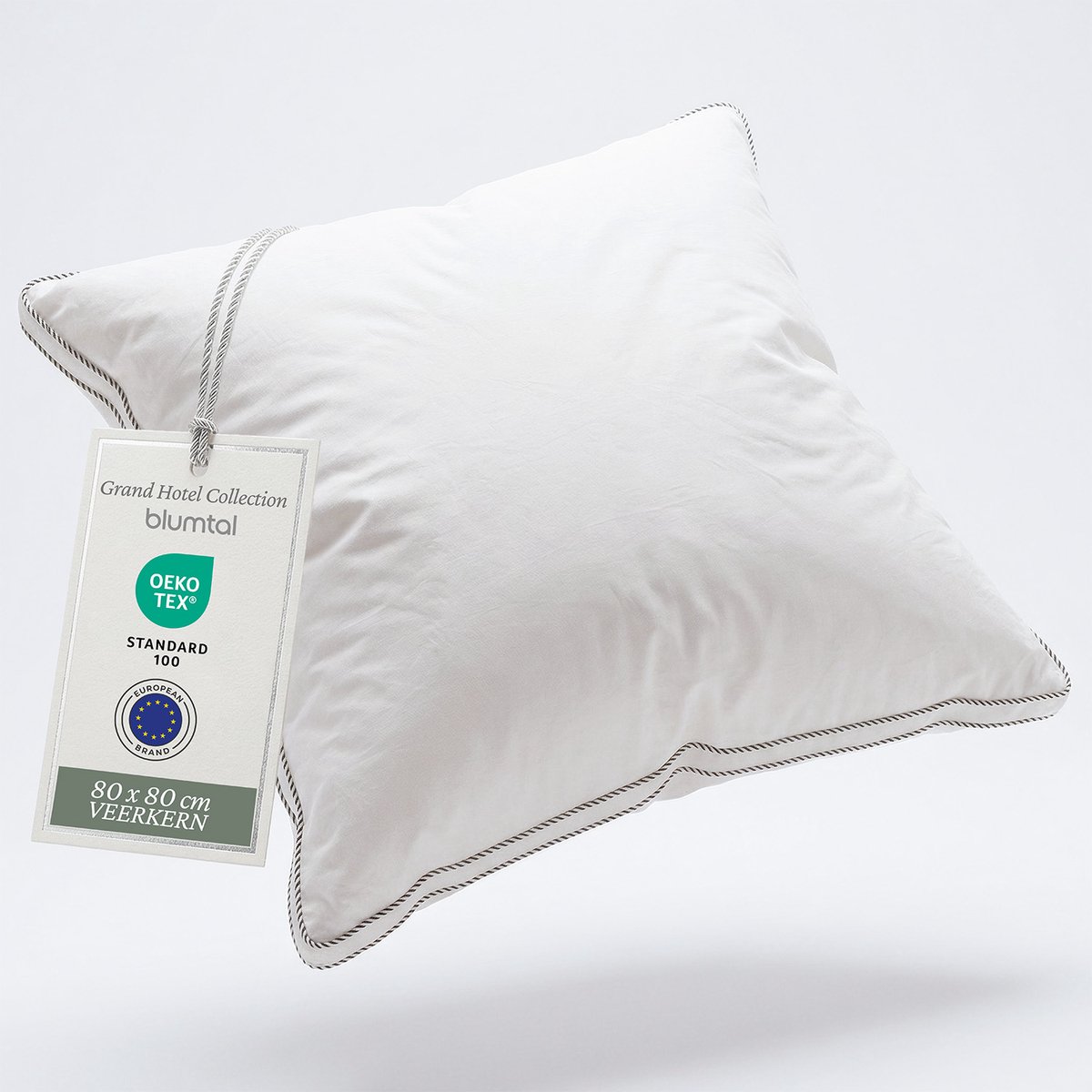 Blumtal Veren Kussen Lillabo - 3-kamer vullling - Oeko-TEX gecertificeerd kussen met verenvulling - Katoenen Hoes - 80 x 80 cm Wit